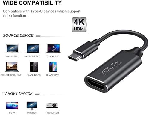 Волт плус технологија HDMI 4K USB-C комплет работи за LG G8X Thinq Професионален адаптер со дигитален целосен 2160p, 60Hz излез!