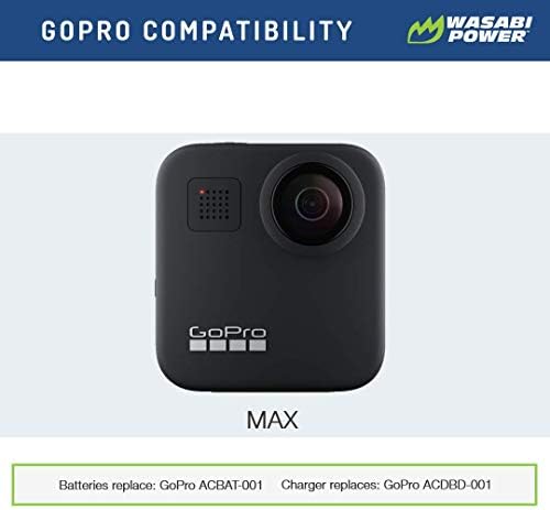 Замена на електрична енергија Wasabi за GoPro Max Battery и USB Dual Charger компатибилен со GoPro ACDBD-001, ACBAT-001