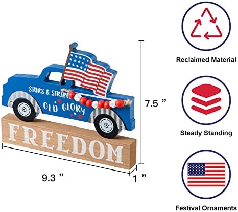 Декорации на Денот на спомен, Декпас Синиот камион Американски украси на знамето Денот на спомен декор на 4 -ти јули украси за дома, мантија,