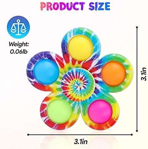 Pop Fidget Spinners Toys 4 Pack, Tie-Dye Pop Bubble Sensory Toys Set for Kids, Party Part Fidget Toys, Pop Hand Spinners, Подарок за олеснување