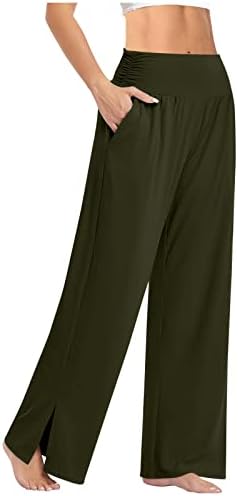 iyyvv baggys еластични панталони за половината женски цврсти спортови обични тенки панталони лето истегнување долго со џебови директно