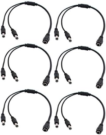 Нов LON0167 6 ПЦ се прикажани 2,1мм x 5,5мм сигурна ефикасност DC 1 женски до 2 машки кабел за сплитер на моќност за CCTV камера