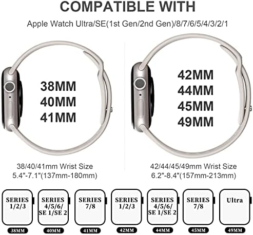 4 пакувања опсези компатибилни со Apple Watch Band 38mm 40mm 41mm 42mm 44mm 45mm 49mm жени, мека лента за замена на силикони за Apple Watch Sport Band Iwatch Ultra SE Series 8 7 6 5 4 3 2 1