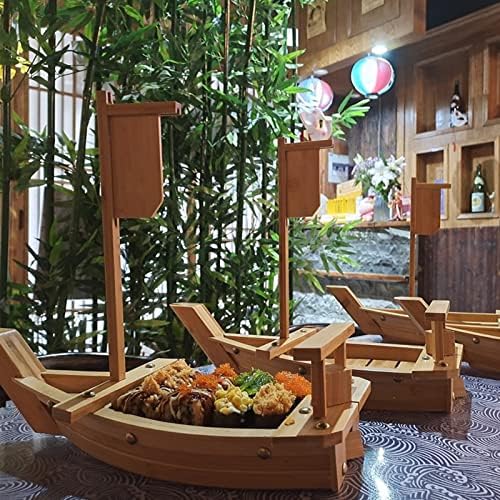 Aizyr Голема големина 40-90cm/15-40 дрвени садови за суши кои служат чамци со чамци сашими за сервис за ресторан или угостителство, 60см/23,6in