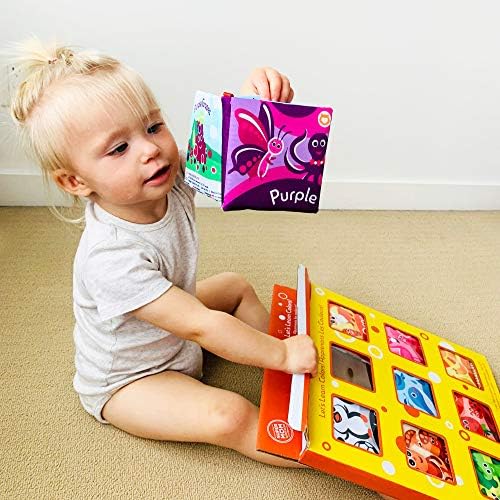 Платнени Книги за Бебиња - Серија За Препознавање Бои. Меки Книги за Бебиња. Допрете и Почувствувајте Хартија за Крцкање. Играчки За
