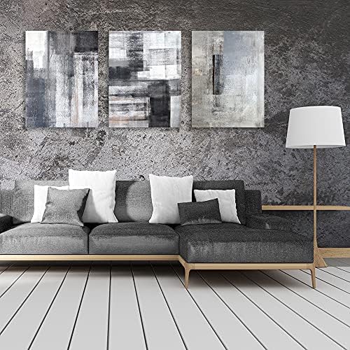 Апстрактно црно -бело сиво wallиден постер отпечатоци 3 панели платно слика слика канцеларија за спална соба дневна соба кујна украси врамени