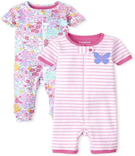 Детско место бебе и мали деца, цветни пеперутки, кои се вклопуваат памук, памук со едно парче пижами 2-пакет