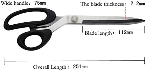 KRIVS занаетчиски ножици за ножици за ткаенини инчи кројачи не'рѓосувачки челик ножици за шиење облека облека со високи црни ножици
