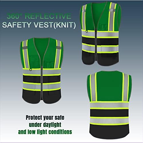 BeautyWill Beauty Logo Security Vest 10 пакет со голема видливост рефлексивна елек класа 2 со 5 џебови