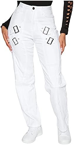 Cjhdym omeенски фармерки панталони модни цврсти тенок тексас фустани, оставата од средна половината, исечена активна облека за нозе, панталони за џемпери