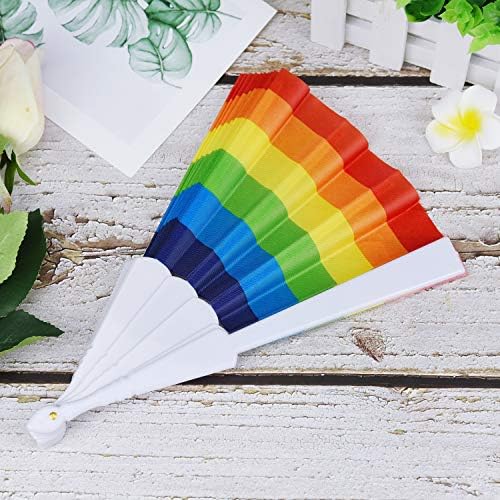 EaOone 6 PCS Rainbow Randheld Fan, Pride Fans Plastic Folding Fan Fan Gay Pride LGBT фанови за забави Фестивалски настани танцувачки