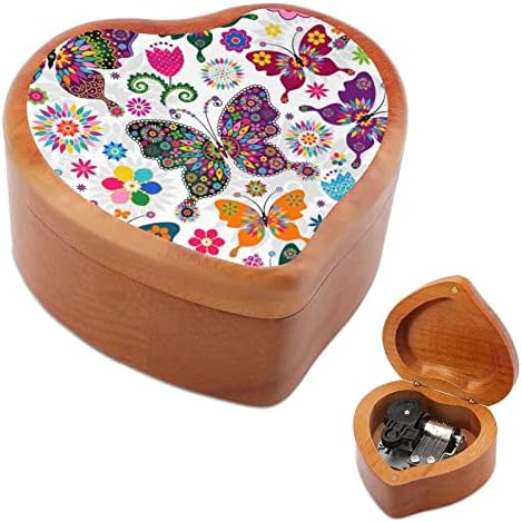 Гроздобер разнобојни часовници за пеперутка музичка кутија гроздобер дрвена форма во облик на музички кутии играчки подароци украси