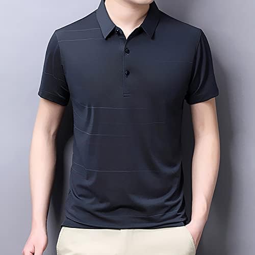 2023 година Нова машка кошула со машка кошула со кратки ракави за голф во боја, памучен врвен скелет длабок џеб