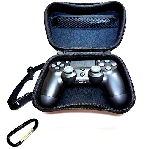 Дсал Хард Случај За Sony DualShock 4 Безжичен Контролер За PlayStation 4-Млаз Црн + мрежен џеб За Додатоци+прилагодлива рачка, 2 страничен Патент+кука