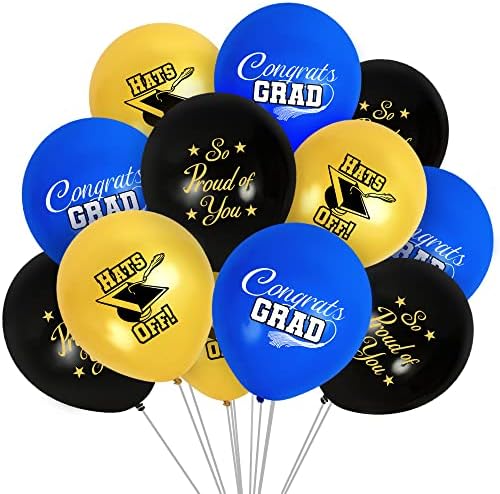 Богатства Надарени Сини Балони За Дипломирање 12 Пакети - Материјали За Забави За Дипломирање-Класа На Украси За Дипломирање од