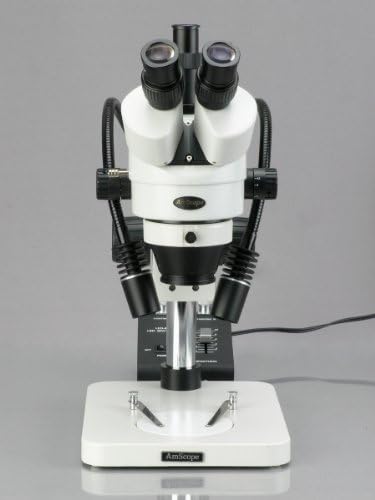 Amscope SM-1TSW2-L6W-10M Дигитален професионален професионален тринокуларен стерео зум микроскоп, WH10x и WH25X очила, 3,5x-225x зголемување, 0,7x-4,5x зум цел, 6W двојно-GooEneck LED светлина, ст