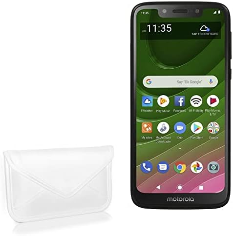 Boxwave Case компатибилен со Motorola Moto G7 Optimo - Елита кожена торбичка за месинџер, синтетички кожен покритие дизајн на пликови за моторола