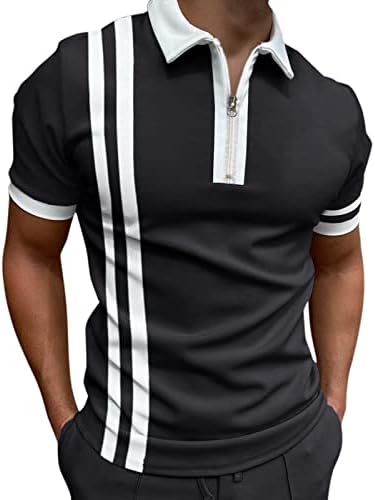 Менски поло маички со кратки ракави, машка патент Поло кошула обична кратка ракав Поло маица класични тенок фит кошули
