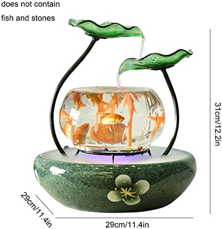 Комплет за садови со риба стакло со пумпа и декор Мини сад транспарентен резервоар за риба аквариум за мала риба керамичка база