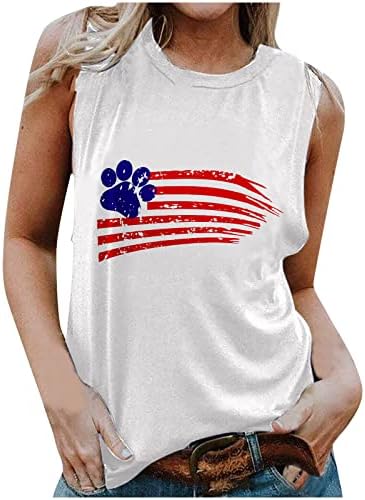 Соединетите држави во САД, женски американско знаме, печатено кошула без ракави, графичка графичка 4 -ти јули патриотска кошула елек
