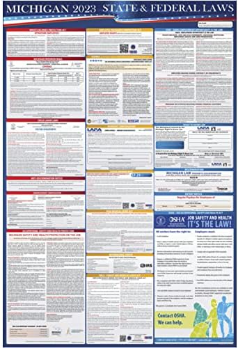 2023 Државни И Федерални Закони За Работни Односи Во Мичиген Постер-Усогласеност со Работното Место НА ОША 36 х 24 - Сето Тоа Во Едно Потребно Објавување-Ламинирано