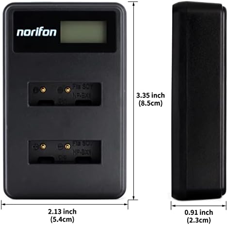 LCD USB полнач со двоен канал NP-BX1 за Sony Cyber-Shot-Shot DSC-RX100, DSC-RX100 II, DSC-RX100 III, DSC-HX90V, DSC-WX350, DSC-WX500, HDR-AS15