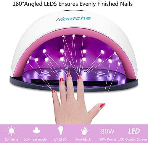 Сет за ламби за нокти на VISHINE LED UV гел - фен за нокти со гел 72W - светло за професионално лекување и 6 избрани бои основен