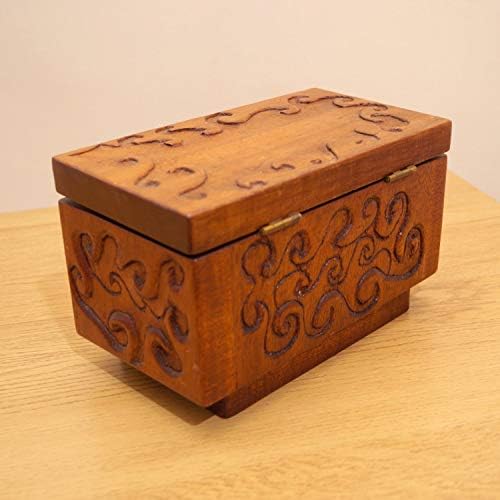 Обновено Од Укавинтиџ Дрво Гроздобер Кутија За Накит || Кора Кафеаво Дрво | / Едноставен Цветен Дизајн