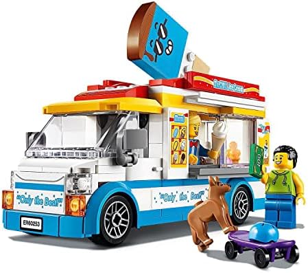 ЛЕГО 60253 Град Град одлични возила со сладолед играчка со сладолед со скејтер и фигура на кучиња, за деца 5+ години
