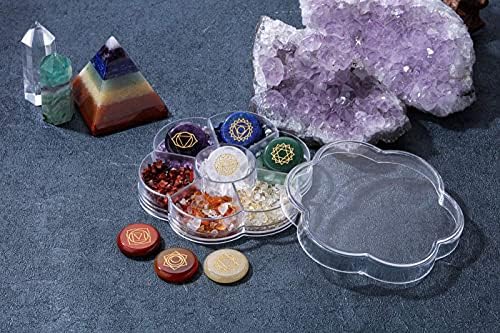 Пезоенти 7 чакра камења исцелување кристали Природни тампонирани скапоцени камења поставени за реики, медитација, јога, чакра рамнотежа, релаксација, декор