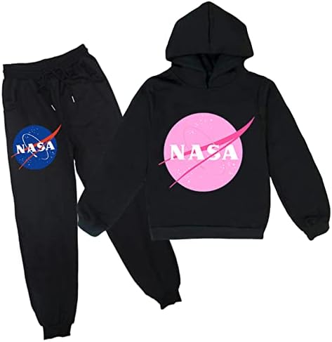 Умкан момче девојки НАСА, аспиратор за долги ракави, џокери и панталони за џогирање, графичка памучна облека за памук