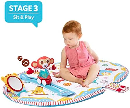Yookidoo circus baby playmat салата. Со музички моторизиран мобилен телефон, временска перница за стомакот, огледало и новороденчиња текстурирани