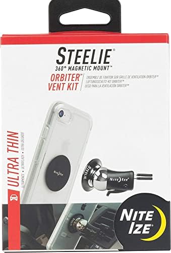 Nite ize Steelie Orbiter int Mount Mount - Преносен држач за магнетни мобилни телефони за вентилатор за автомобили, низок профил, без