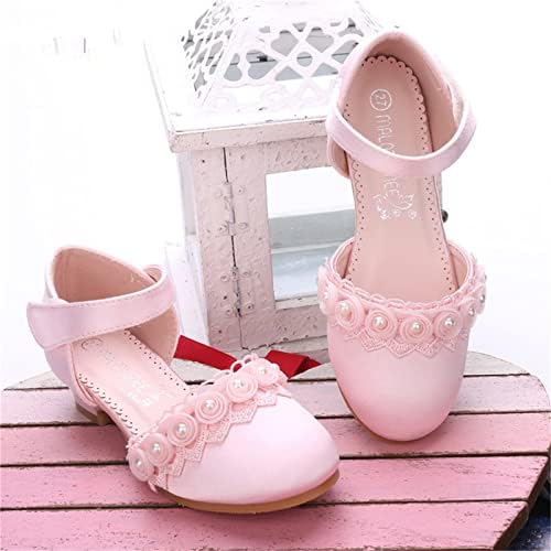 Девојки Мери Janeејн Фустан чевли пумпа со ниски потпетици, цветна забава свадба принцеза за чевли за чорапи за бебиња