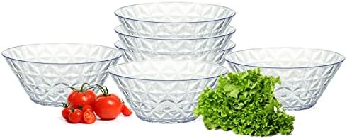 Пласвале Трајни пластични чинии за сервирање 105.8oz/3L - Безбеден машина за миење садови - сет од 6 големи чинии за салата, пуканки, тестенини,