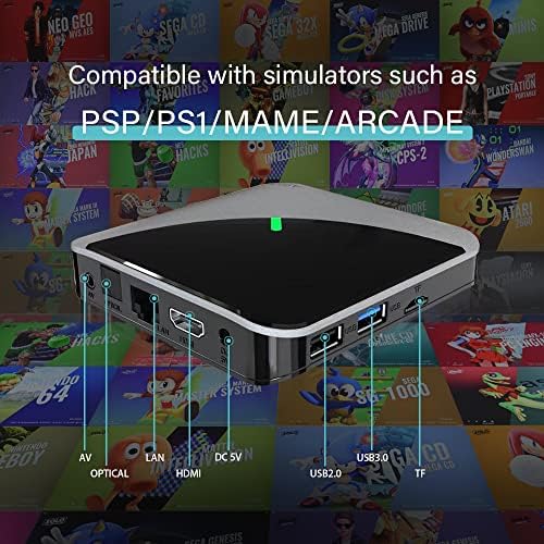 Конзола за видео игри Frigedaeg со 50000+ игри, A95X ретро игра кутија компатибилен со PS1/PSP/MAME, Android 9.0/Emuelec 4.3 System 2 во 1 за
