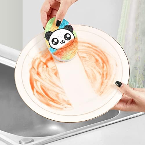Алаза Каваи Панда Виножито шарена природна сунѓер кујна целулоза сунѓери за садови миење на бања и чистење на домаќинствата, не-крик и