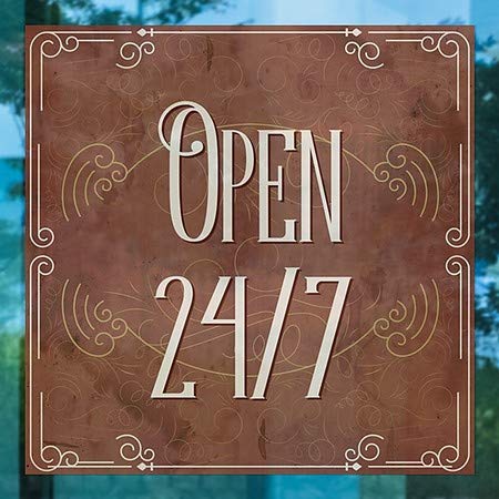 CGSignLab | Отвори 24/7 - Викторија Картичка Прозорец Прицврстување | 16 x16