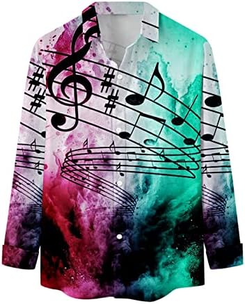 Xxzy mens џез музички кошули мажи случајна музика печати плус големина кошула долга ракав исклучете ја јака памучна машка маица маица