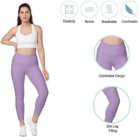 Heanенски вкрстени хеланки за тренингот, трчање, јога - контрола на стомакот, 4 патни атлетски панталони со џебови