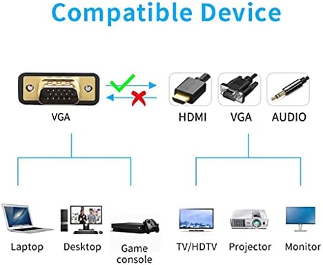 PBKINKM VGA до 3 во 1 Адаптер Сплитер Двојна дисплеј со 3,5 mm аудио конвертор за компјутерски проектор HDTV мулти-портокал
