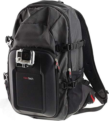 Ранец на ранец и црвена складирање на камерата Navitech со интегрирана лента за градите - компатибилен со акционата камера AEE Magicam S60