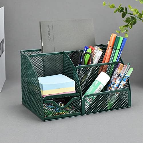 Организатор на зелена биро на Unvarysam, мрежни додатоци за складирање на фиоки со 6 оддели и фиоки, десктоп кади складирање на канцелариски ситници