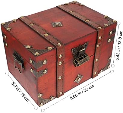 VORCOOL Гроздобер Дрвена Кутија За Накит Складирање: Кутија За Богатство Ретро Антички Рачно Изработен Случај Богатство Градите Дома Декор