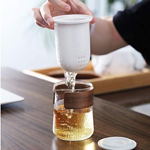 Jydqm патувачки чај постави керамички преносни сетови на чај со торбички чајни со чајници со мали стаклени филтри за филтрирање на