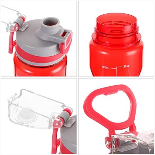 Imrider Sports 32oz шише со вода ， BPA бесплатна пластика за еднократно користење на Тритан, капакот на врвот на врвот ， голем