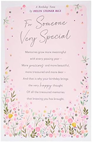 Велика Британија Поздрав роденденска картичка за неа со цветен дизајн - некој специјален роденден, розова