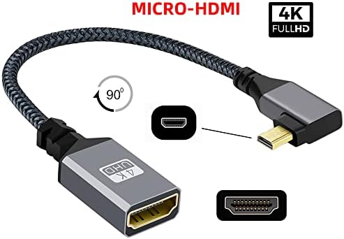 cablecc 4k Тип - Д 90 Степен Лево Агол Микро HDMI 1.4 Машки На HDMI Женски Продолжен Кабел ЗА DV MP4 Камера DC Лаптоп