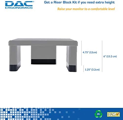Комплет за блокирање на нозете на DAC Stax за висина што може да се прилагоди на правоаголен монитор, 3-парчиња, подигнете го кревачот на мониторот за 1-1/4 “