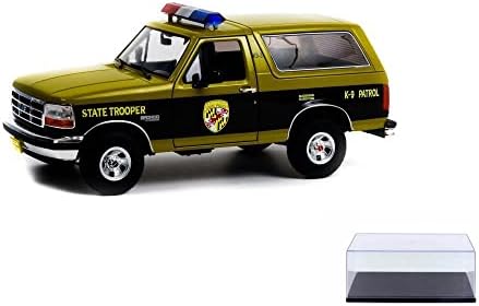 ModelToyCars Diecast Car w/Case Case - 1996 Ford Bronco Maryland Dateal Police, зелена/црна - Greenlight 19113 - 1/18 Diecast Car Scale